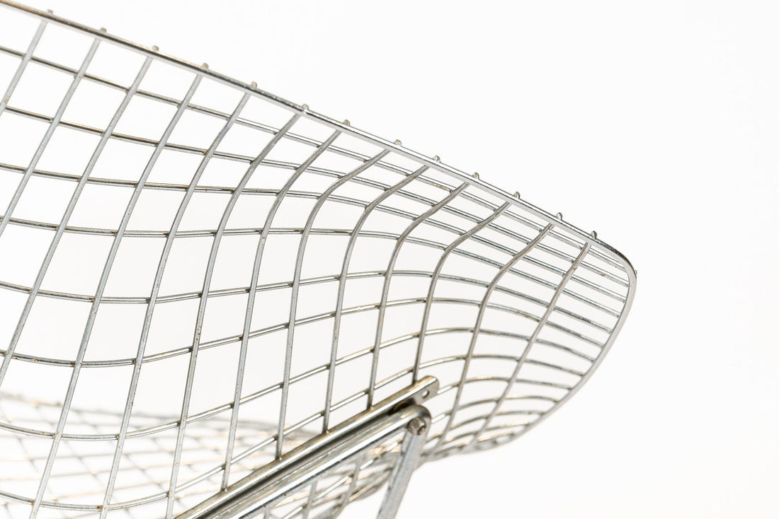 Mid Century Silver Diamond Wire Chair by Bertoia for Knoll