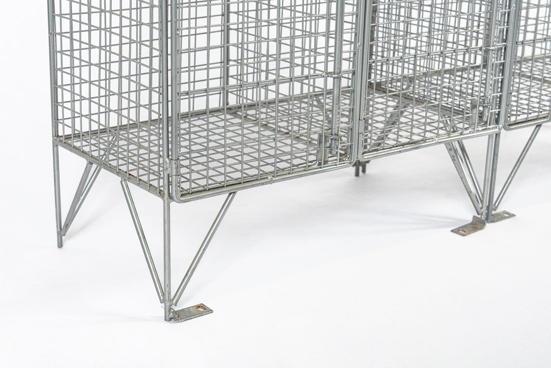 Pair British Industrial Metal Wire Mesh Locker Sets, Made in the UK