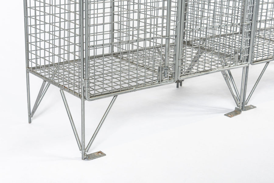 Pair British Industrial Metal Wire Mesh Locker Sets, Made in the UK