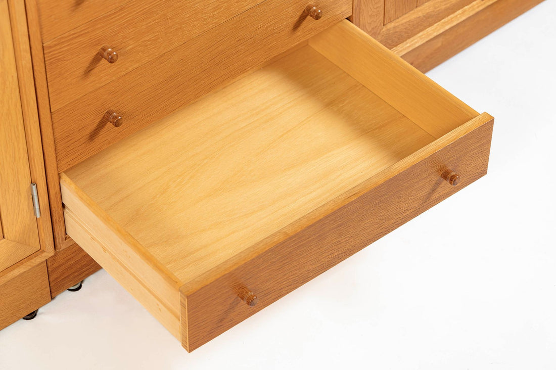 Danish Modern Oak Modular Wall Unit, Mid Century Bookcase Display Cabinet