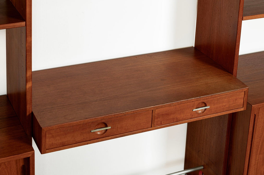 Mid-Century Modern Teak Wall Unit Bookcase RY100 by Hans Wegner for Ry Møbler, 1960s