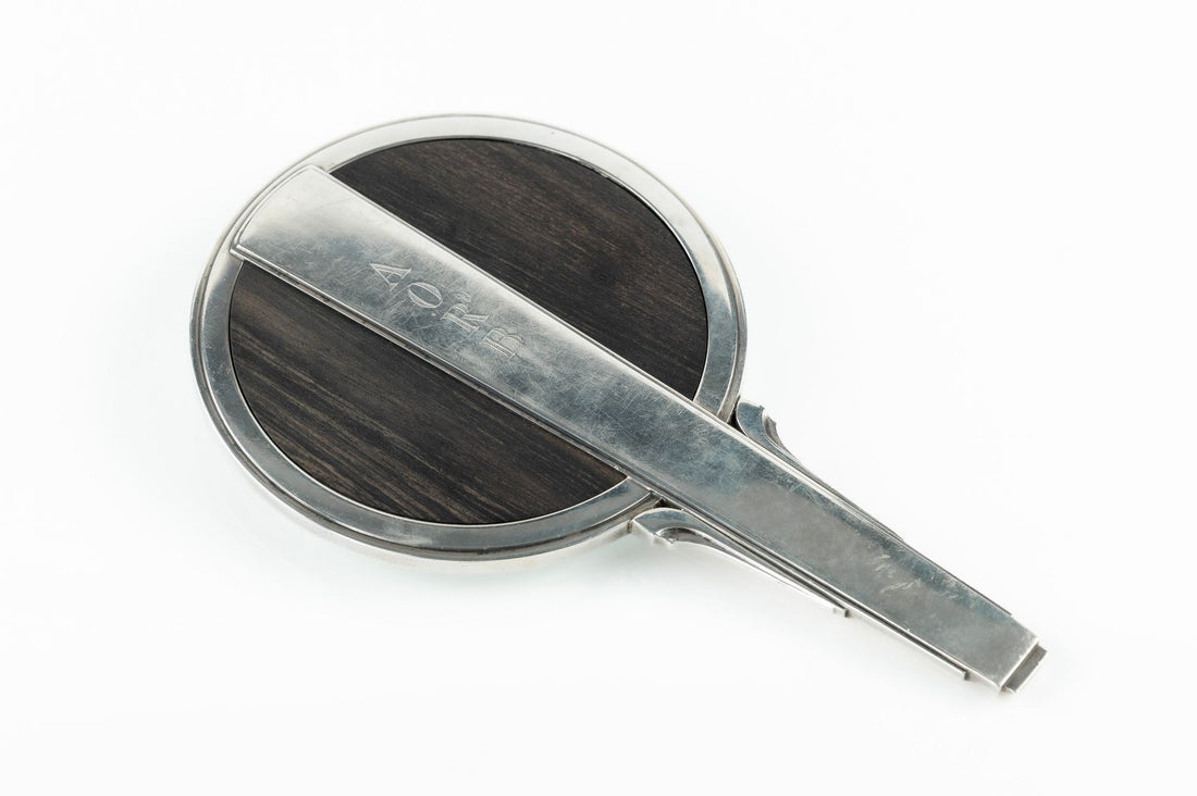Georg Jensen Sterling Silver and Ebony Hand Mirror No. 224 by Harald Nielsen, Denmark c. 1930