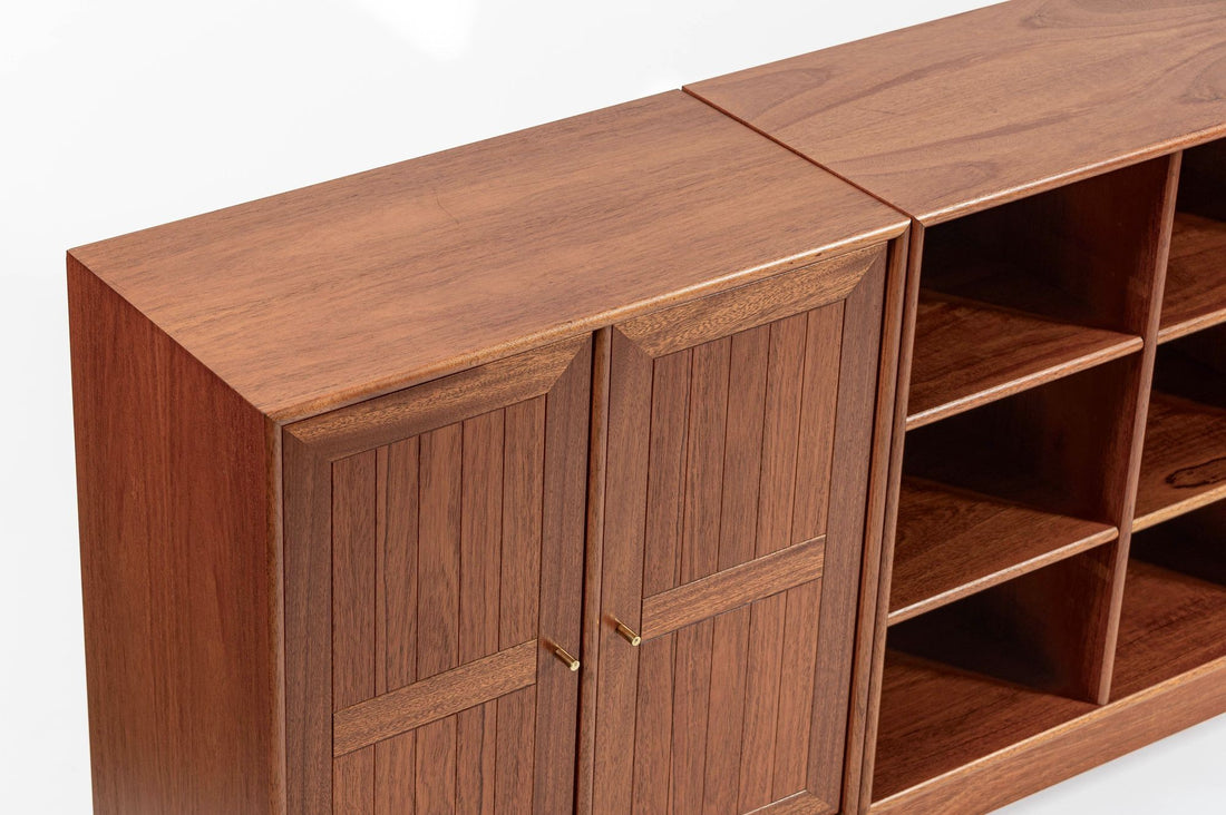 Danish Modern Modular Bookshelf Cabinet System in Teak Wood