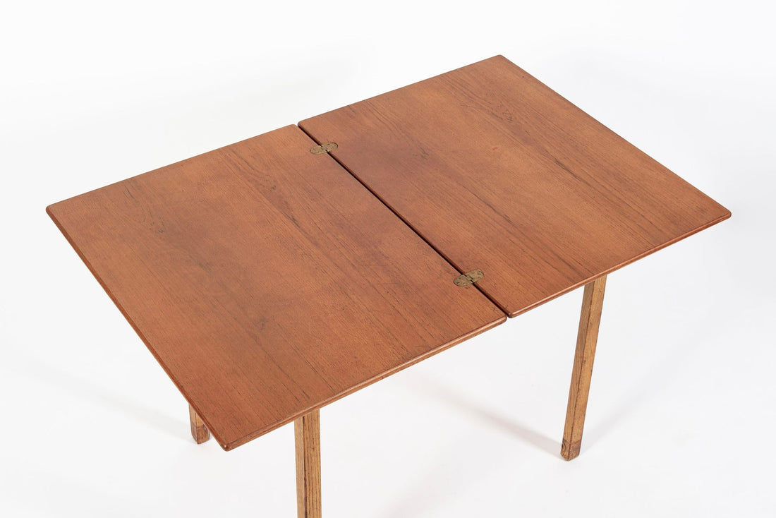 Mid-Century Danish Small Wood Extendable Dining or Game Table by SKM