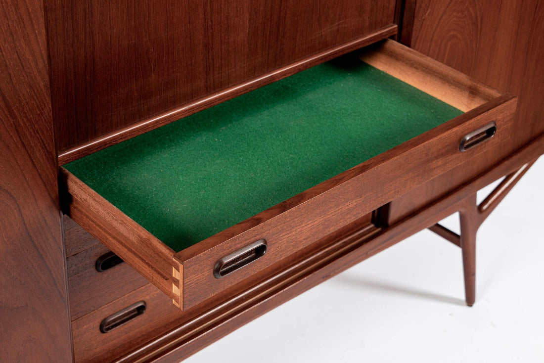 Mid Century Danish Teak Tall Sideboard or Bar Cabinet by Harry Ostergaard