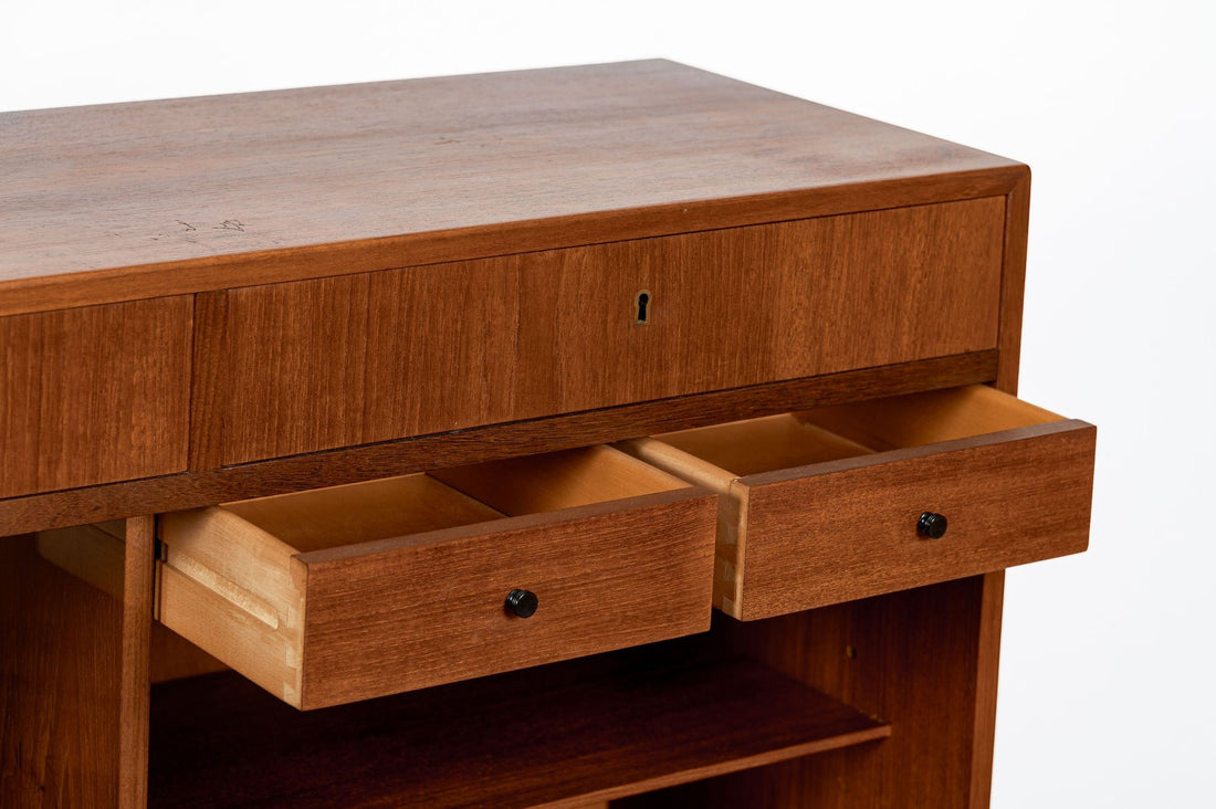 Mid-Century Danish Modern Teak Secretary Desk Cabinet 1960s