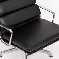 Eames Herman Miller Black Leather Soft Pad Office Lounge Chair