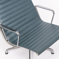 Eames Herman Miller Blue Gray Leather Office Lounge Chair - 2 Available