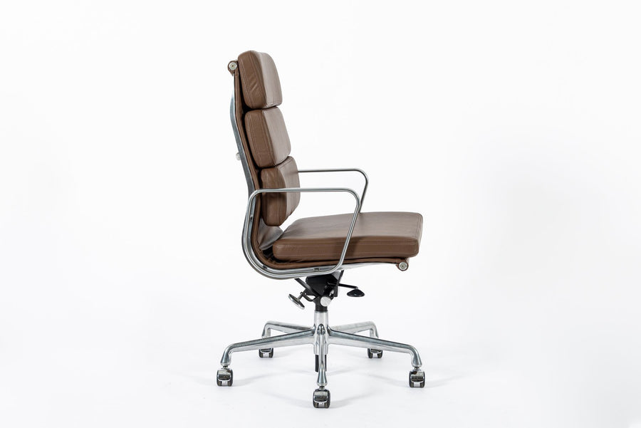 Eames for Herman Miller Tall Brown Leather Desk Chair Soft Pad