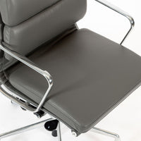 Herman Miller Eames Aluminum Group Tall Gray Leather Office Chair Soft Pad