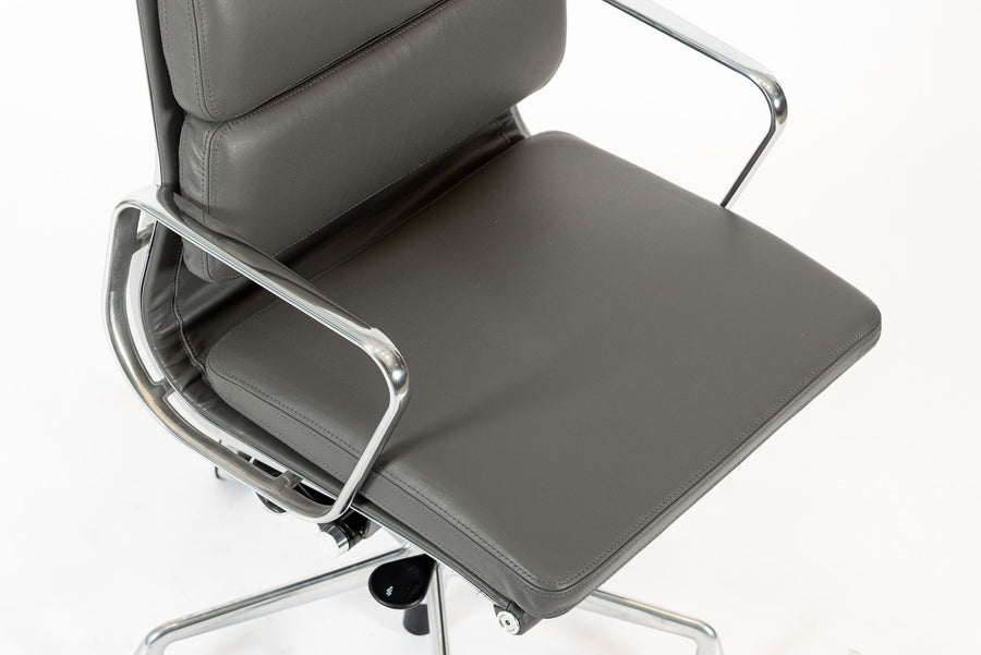 Herman Miller Eames Aluminum Group Tall Gray Leather Office Chair Soft Pad