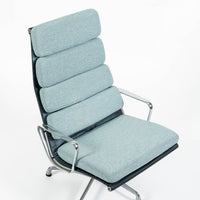 Pair of Eames Soft Pad Recliners for Herman Miller, Blue Gray Aluminum Group Lounge Chairs