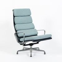 Eames Soft Pad Recliner for Herman Miller, Blue Gray Aluminum Group Lounge Chair