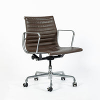 Eames Herman Miller Aluminum Group Thin Pad Brown Leather Office Chair, 2008