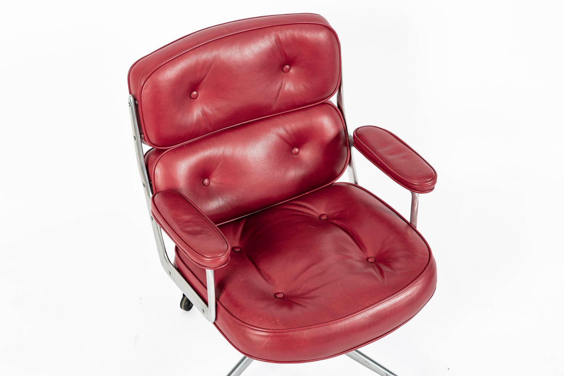 Vintage Eames for Herman Miller Time Life Red Leather Lobby Office Chair 1960s