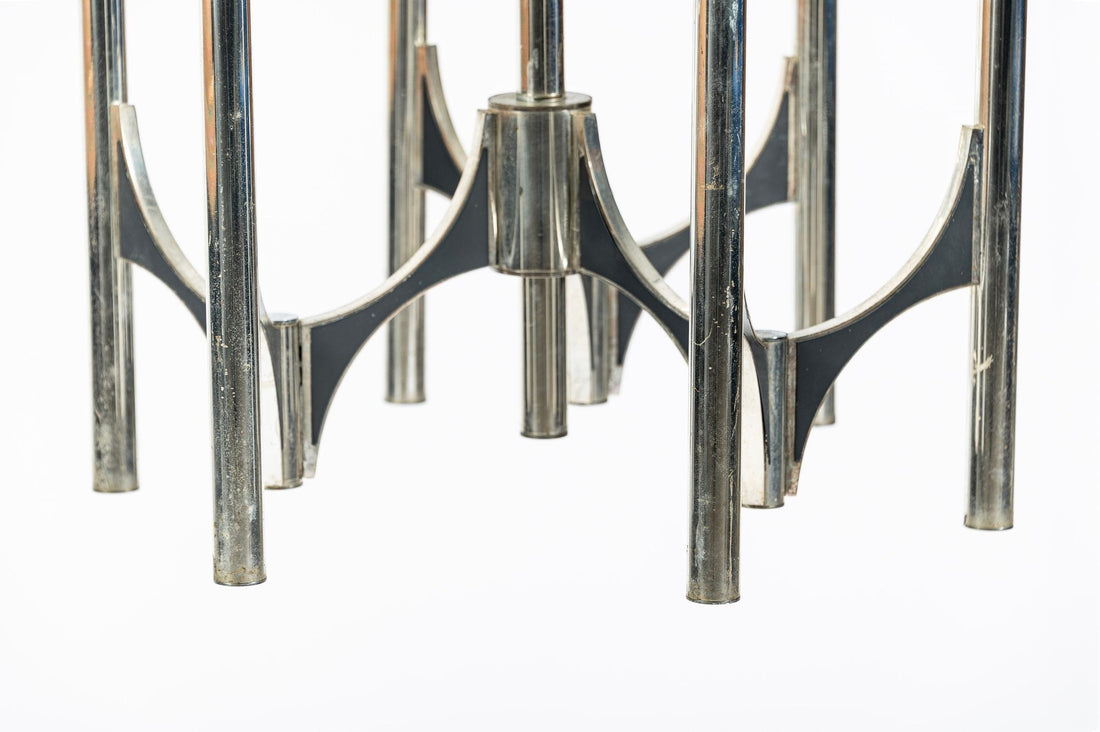 Gaetano Sciolari Italian Chrome Mid Century Modern Chandelier, 1970s
