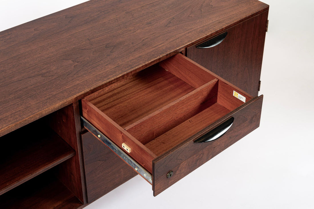Mid Century Walnut Wood File Cabinet Credenza by Jens Risom