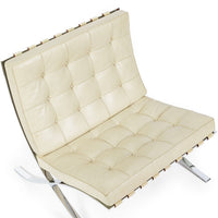 Mid Century Cream Barcelona Chairs by Mies van der Rohe for Knoll, 1980s