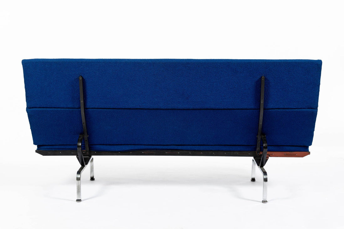 Mid Century Blue Sofa Compact by Eames for Herman Miller 1970s