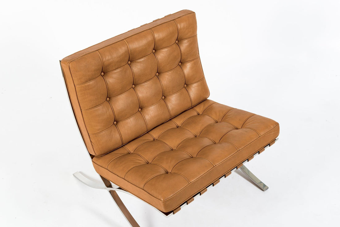 Mid Century Brown Leather Barcelona Chair by Mies van der Rohe for Knoll, 1983