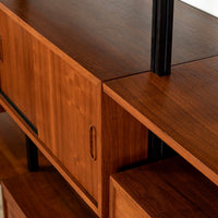 Early Production George Nelson OMNI Three-Bay Modular Walnut Wall Unit by Structural Products, Circa 1961