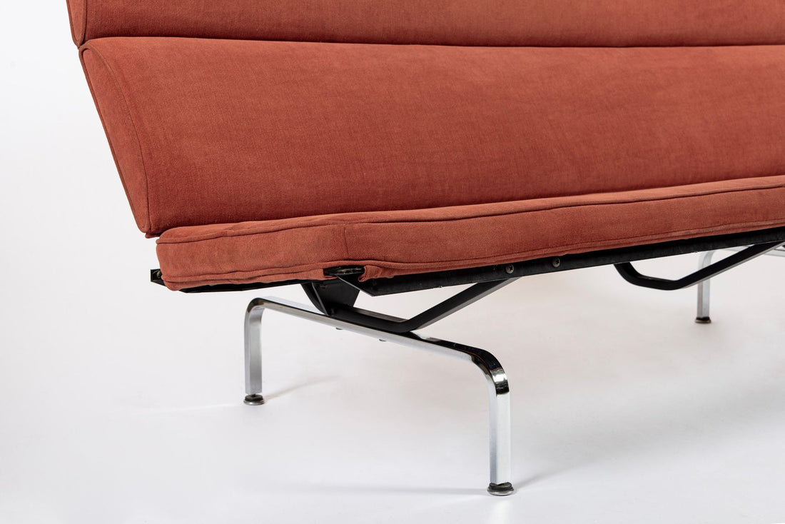 Mid Century Orange Sofa Compact by Eames for Herman Miller