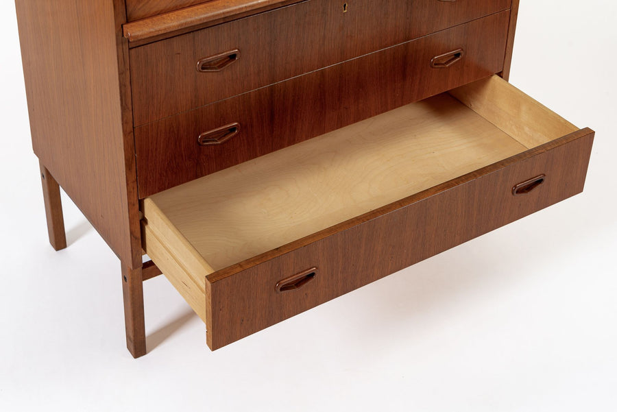 Mid Century Swedish Teak Rolltop Secretary Desk by Egon Ostergaard