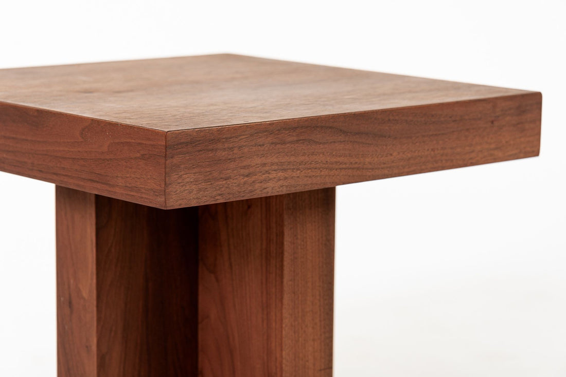 Mid Century Walnut Wood Side Tables Milo Baughman Style 1970s