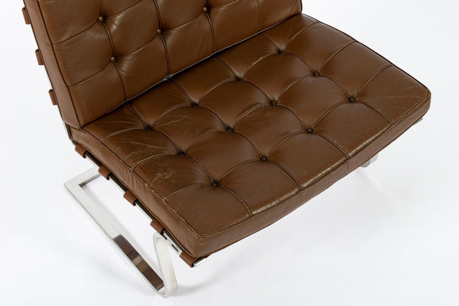 Pair Vintage Brown Tugendhat Lounge Chairs by Mies van der Rohe for Knoll 1960s