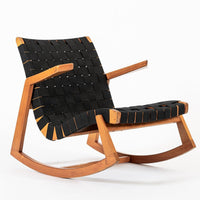 Rare Early Mid Century Wooden Rocking Chair by Ralph Rapson, 1940s