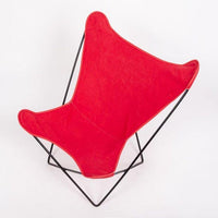 Vintage Mid Century Red Butterfly Canvas and Metal Chair by Knoll, 1970s
