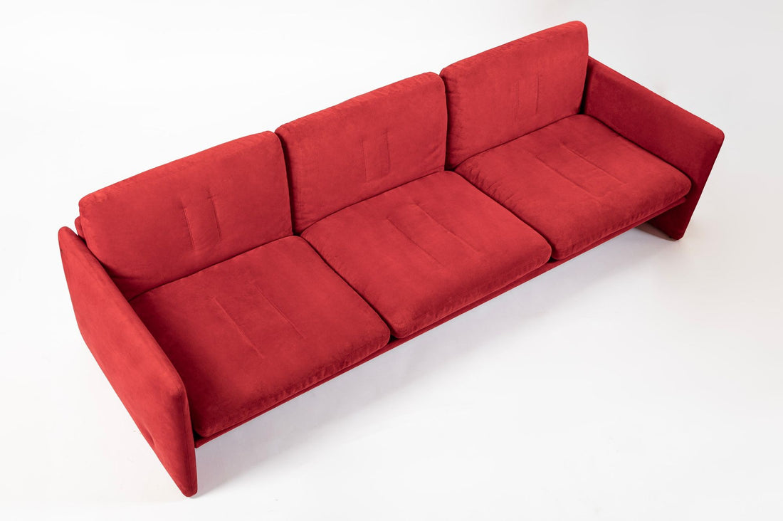 Vintage Italian Modern Red Simone Sofa by Simon International, Italy, Circa 1972