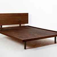 Vintage Mid-Century Walnut Wood Platform Bed by Richard Artschwager (attr.) 1950s