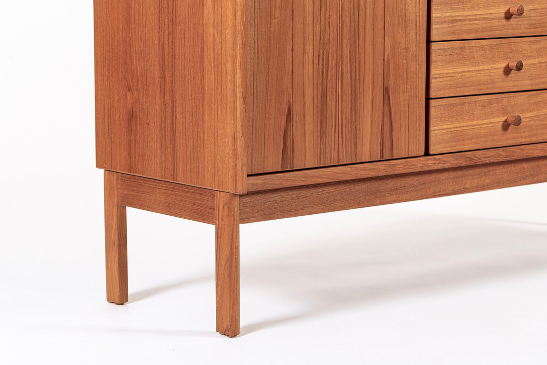 Mid Century Danish Teak Wood Credenza Sideboard Cabinet