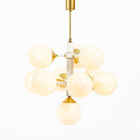Pair of Mid-Century Modern Sputnik Chandeliers by Szarvasi, Hungary 1970s, 3x Avail
