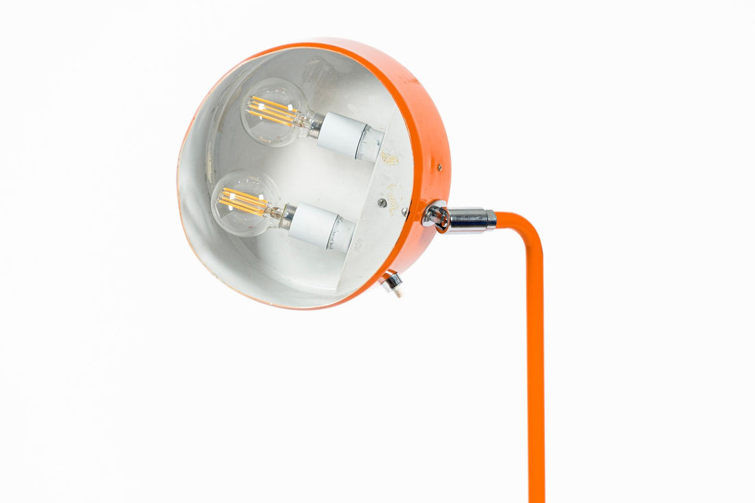 Vintage Mid-Century Modern Orange Floor Lamp by Ateljé Lyktan, Sweden, 1970s