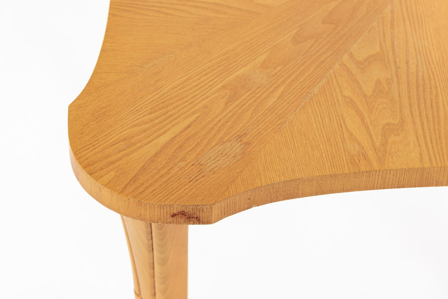 Vintage Art Deco Swedish Square Beech Scalloped Table 1940s