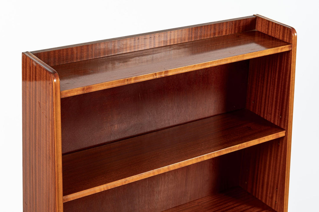 Scandinavian Modern Figured Mahogany Secretary Bookcase Cabinet 1960s