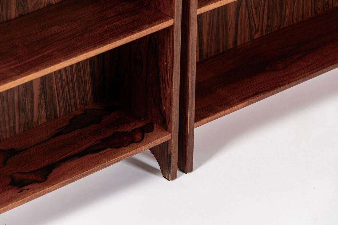 Pair of Mid Century Scandinavian Modern Tall Rosewood Bookcases