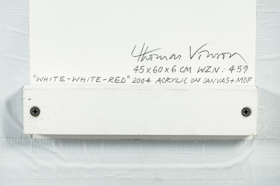 Contemporary Geometric Abstract Art Wall Reliefs by Thomas Vinson White–White–Red, 2004