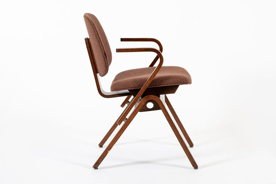 Mid Century Brown Plywood Arm Chairs by Joe Atkinson for Thonet