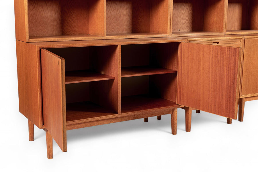 Large Mid Century Danish Teak Wood Bookshelf Wall Unit System