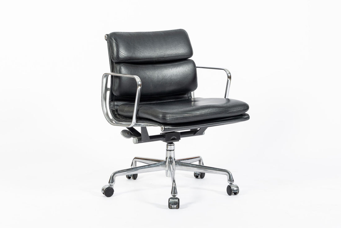 Eames for Herman Miller Soft Pad Black Leather Desk Chair 2000s