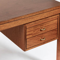 Large Mid Century Danish Modern Mahogany Wood Executive Desk, 2 Matching Avail