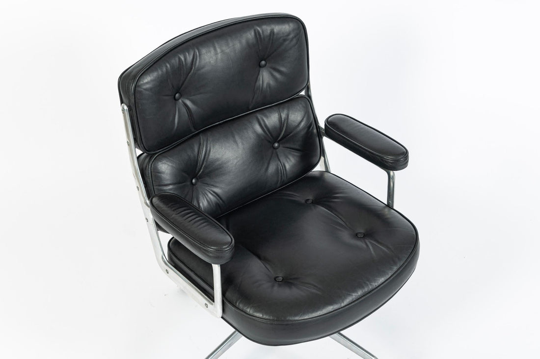 Eames Time Life Executive Lobby Chair Herman Miller Black Leather Office Chair