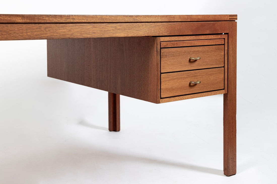 Danish Mahogany Executive Desk by Søborg Møbler, Mid Century Modern Desk, 2 Matching Avail