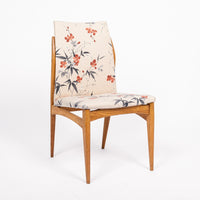 Mid Century Danish Wood Side Chairs with Floral Fabric, 1950s