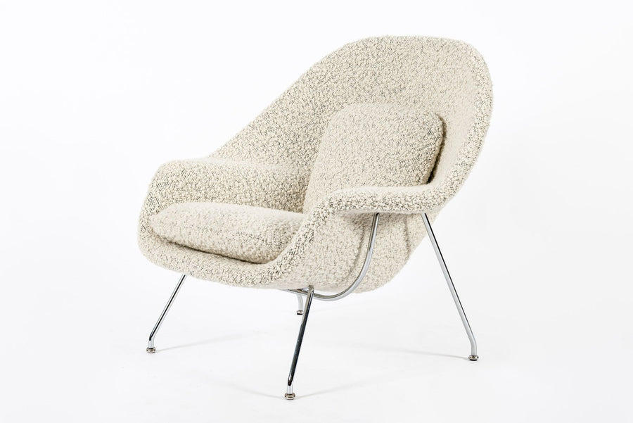 Early Restored Mid Century Ivory Wool Womb Chair by Saarinen for Knoll, Multiples/Custom Avail