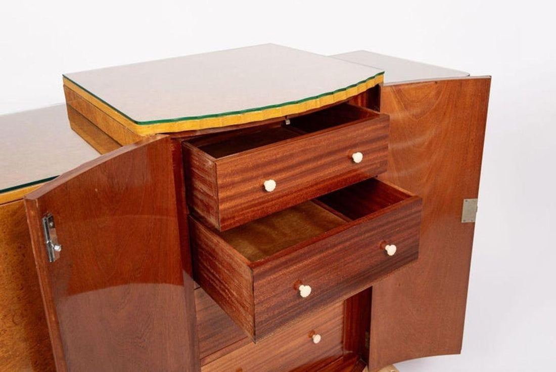 Exceptional Antique Art Deco Maple Wood Bar Cabinet or Sideboard 1930s