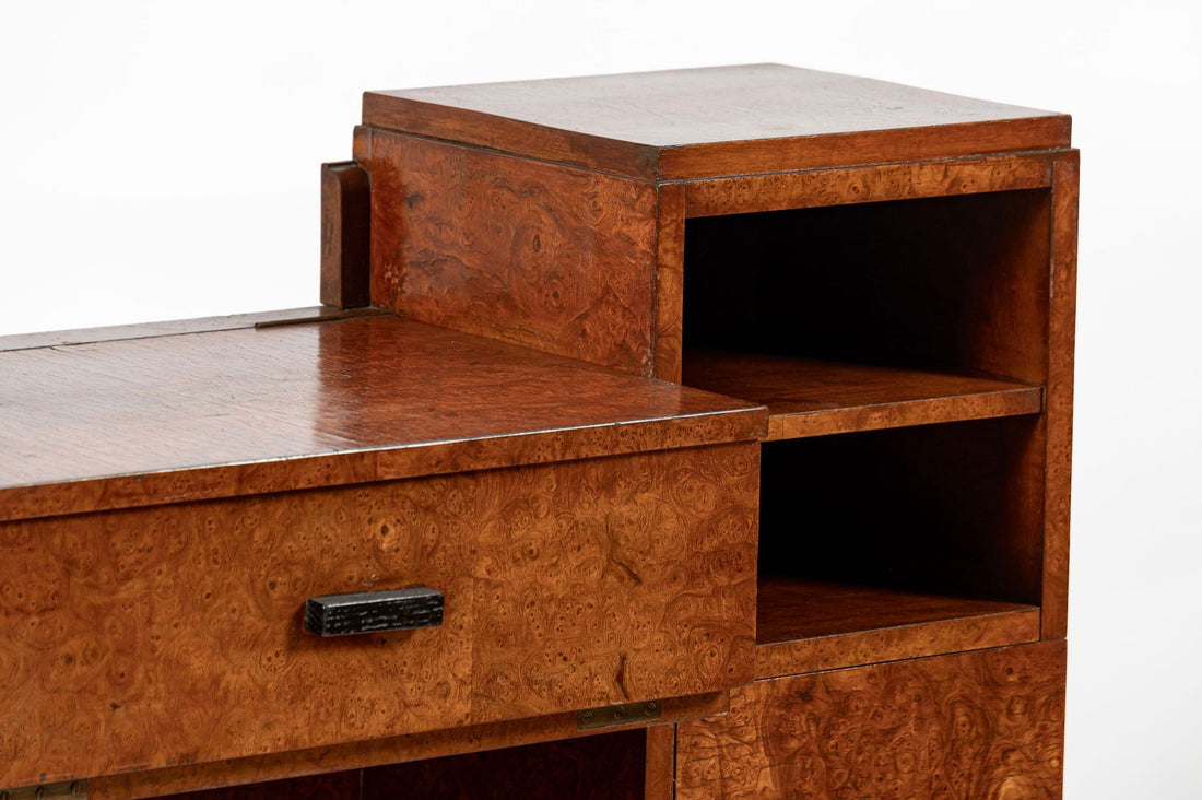 American Art Deco Birdseye Maple Vanity Cabinet or Dressing Table, Circa 1930